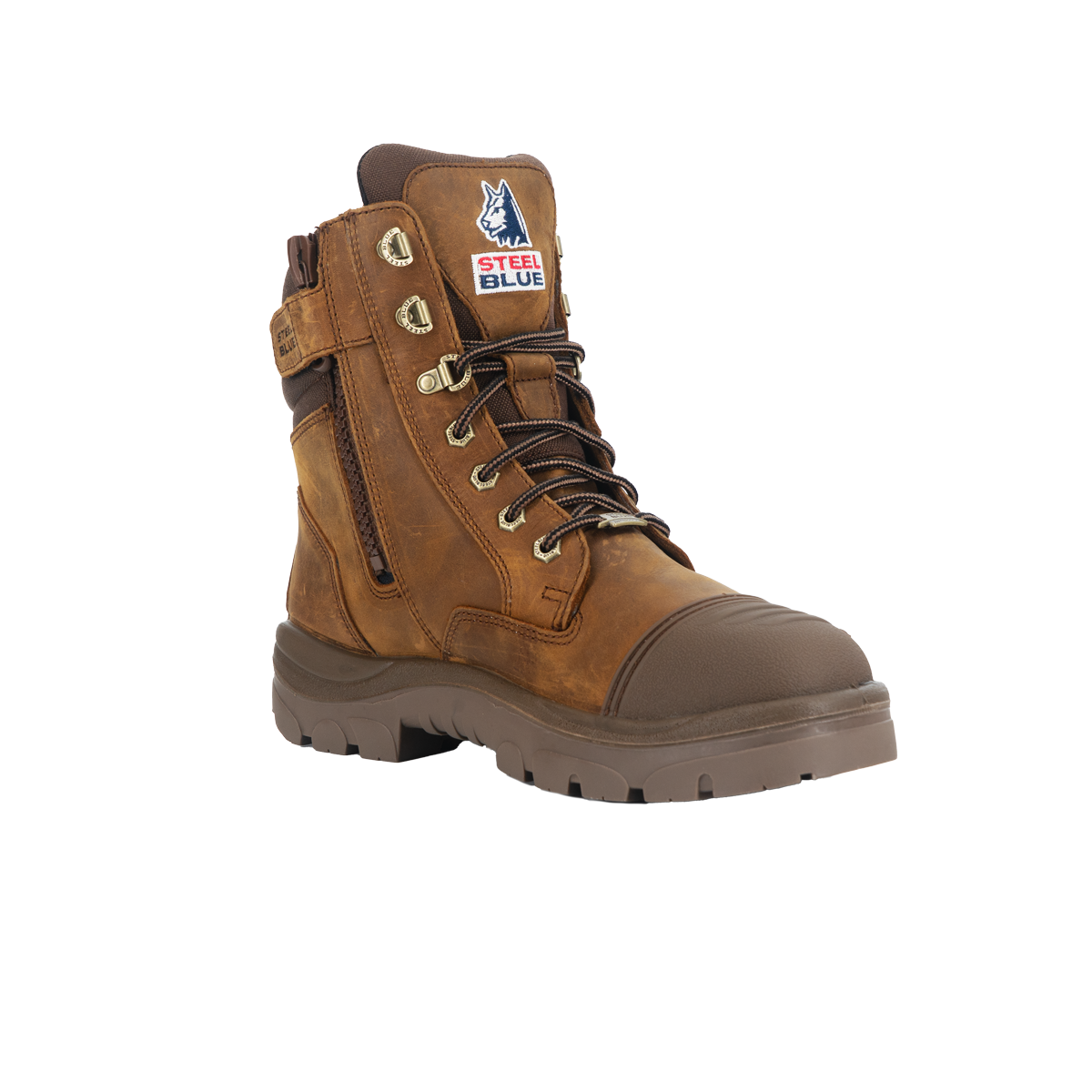 Steel Blue Southern Cross Side Zip S7 Distressed Brown Waterproof Work Boot | WTH Supplies