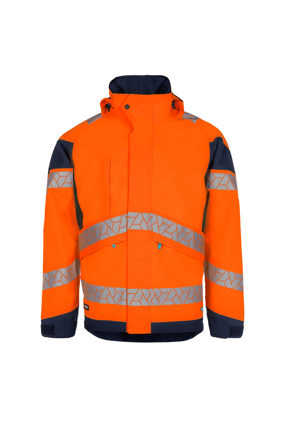 SYNQ Jacklight Waterproof Hi Vis Rain Jacket Orange/Navy Class 3