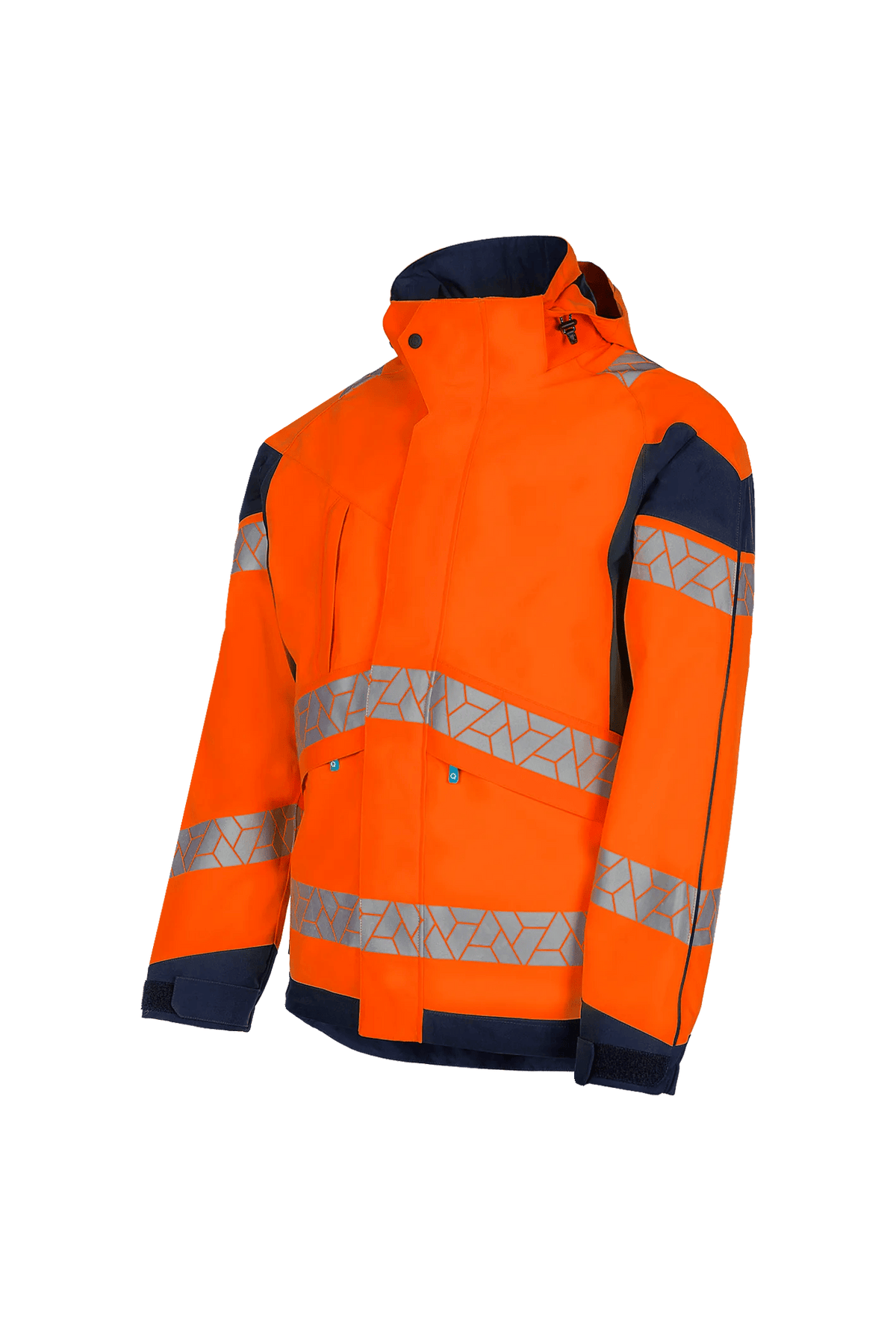 SYNQ Jacklight Waterproof Hi Vis Rain Jacket Orange/Navy 
