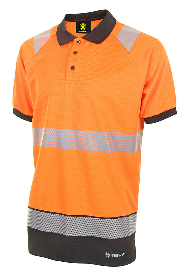 BEESWIFT HI VIS 2 TONE POLO SHIRT HVTT010ORBL