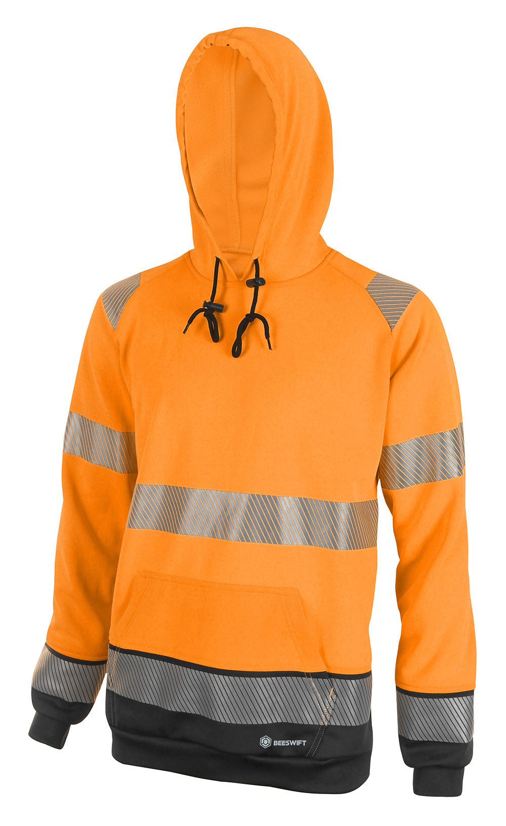 beeswift deltic hi vis 2 tone hoodie orange black HVTT025ORBL