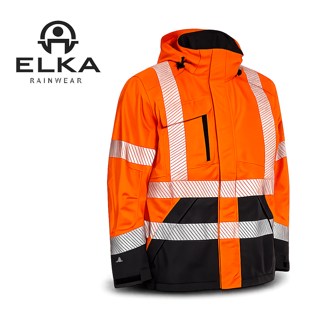 ELKA 18600r working extreme hi vis stretch waterproof rain jacket 