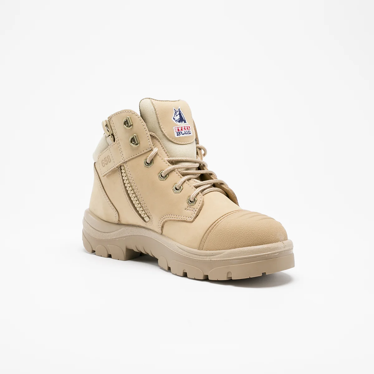 Steel Blue Boots - Steel blue parkes boot zip sand