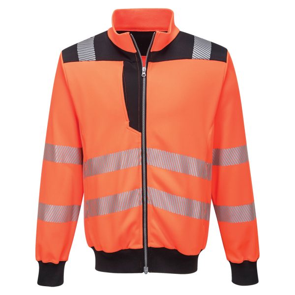 portwest PW370 pw3 hi vis sweatshirt full zip orange black