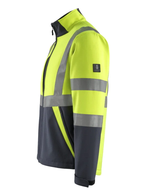 A yellow and black jacket with reflective stripes, ideal for workwear in Ireland.