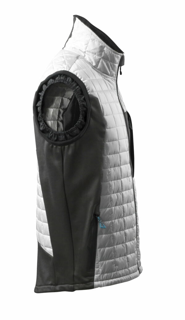 A workwear Mascot Advanced 17165 Thermal Gilet in White/Dark Anthracite for safety in Ireland.