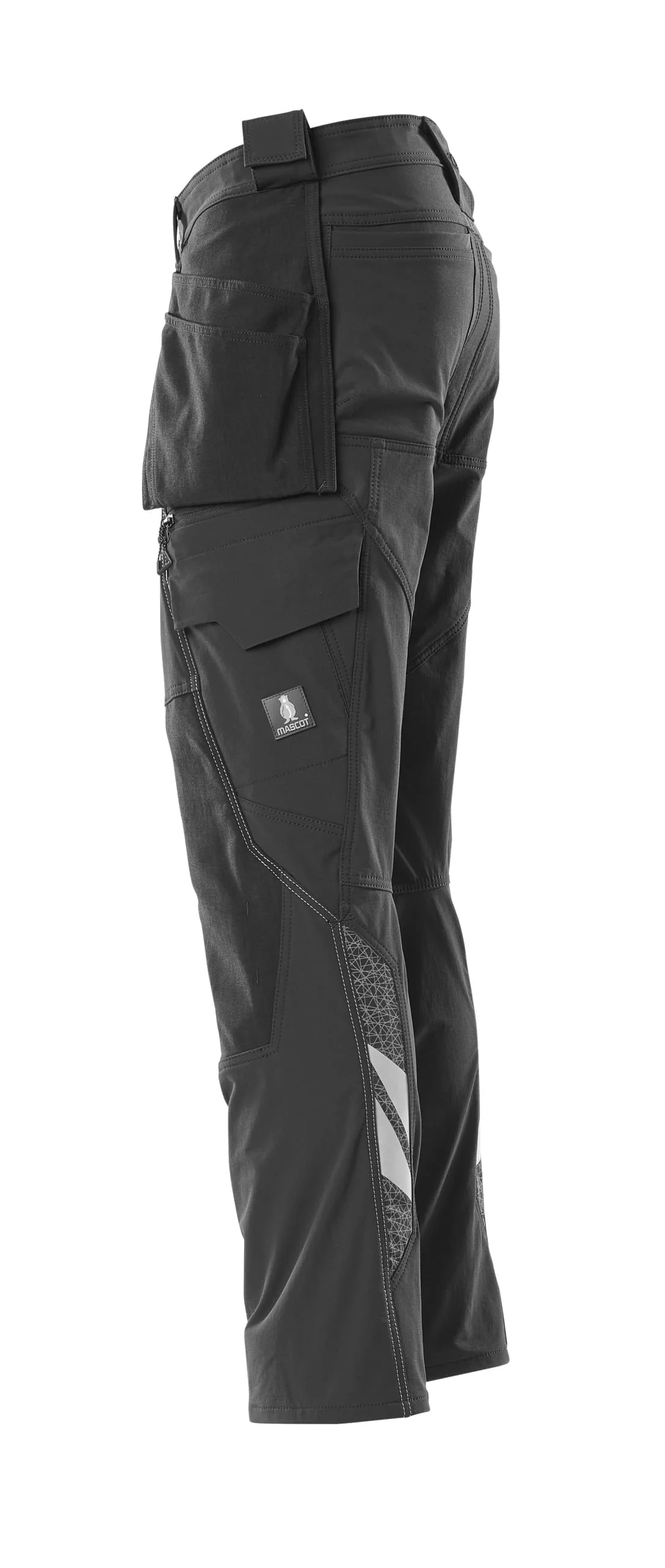 A pair of black bike shorts with side pockets.