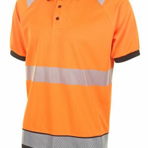 beeswift 2 tone polo shirt orange navy hvtt010or