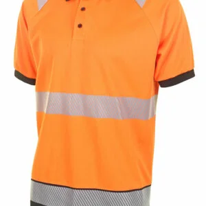 beeswift 2 tone polo shirt orange navy hvtt010or