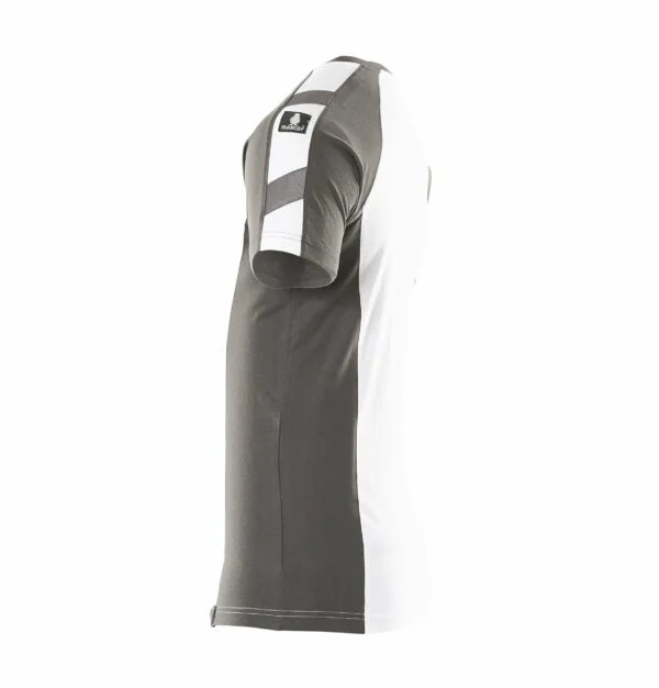 A gray and white t-shirt on a white background for workwear.