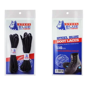 steel blue boots laces black 2pk