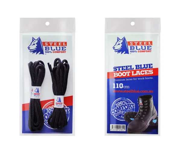 steel blue boots laces black 2pk