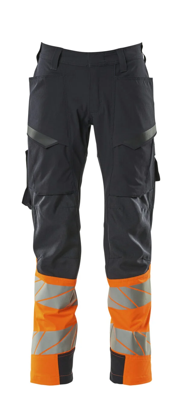 mascot 19379 ultimate stretch hi vis 2 tone trousers with thigh pockets