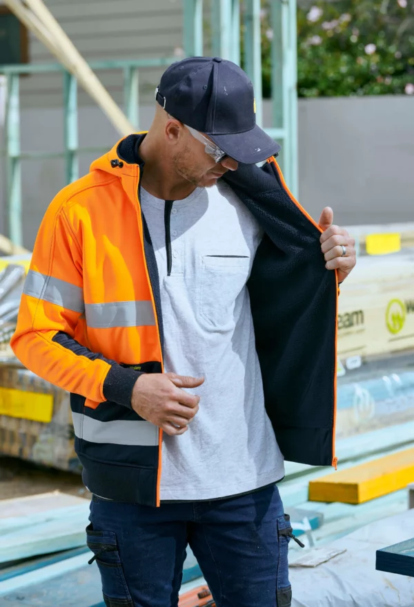 bisley ukk6819t taped hi vis hoodie fleece lining