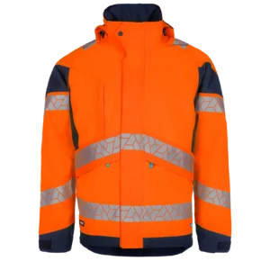 SYNQ Jacklight Hi Vis Rain Jacket Orange/Navy Class 3