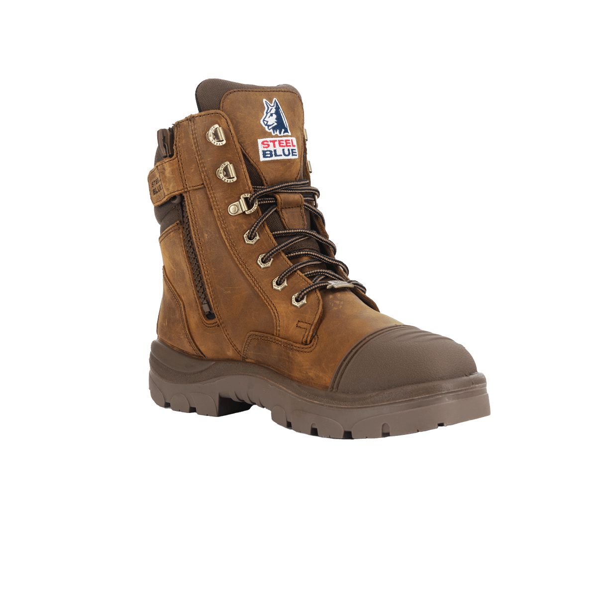 Steel Blue Southern Cross Side Zip S7 Waterproof Distressed Brown With Scuff Cap